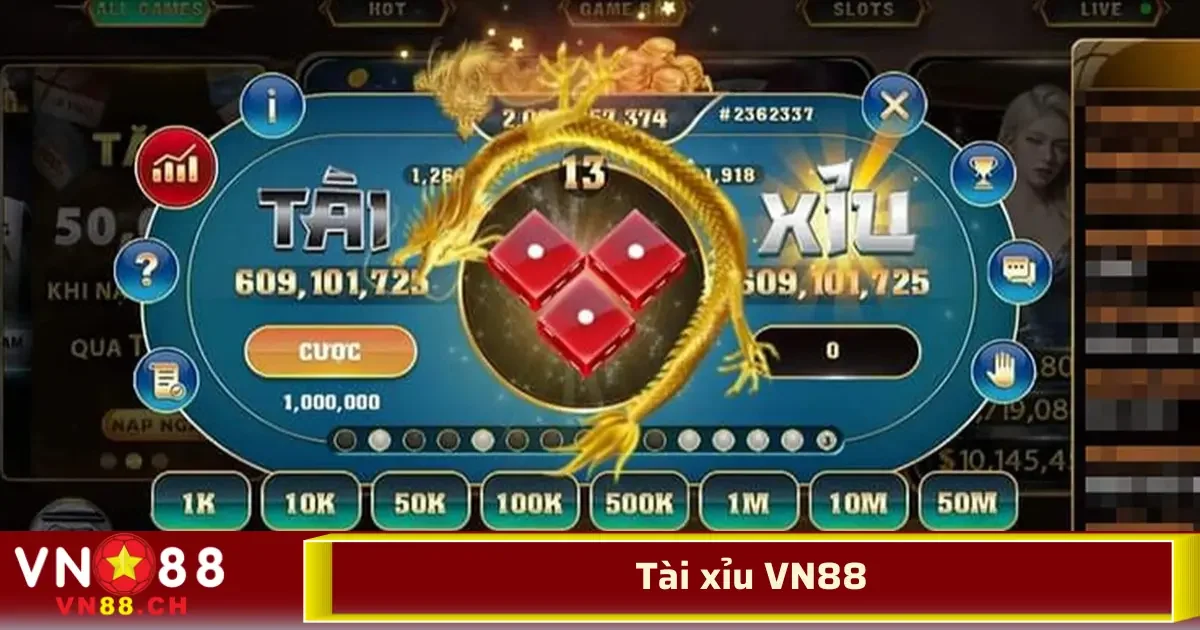 Tài xỉu VN88 là một dạng trò chơi dựa trên việc dự đoán tổng điểm của các viên xúc xắc sau khi được lắc và dừng lại.